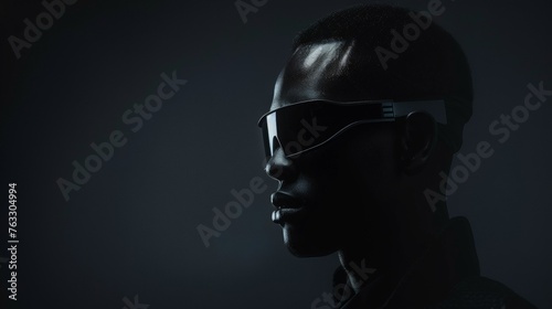 Futuristic Black Man in Tech Fashion Silhouette © DVS