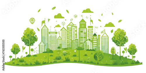 Green Eco-Friendly Cityscape vector Illustration
