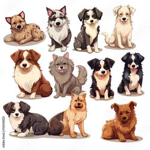 Assorted Dogs Clipart isolated on white background