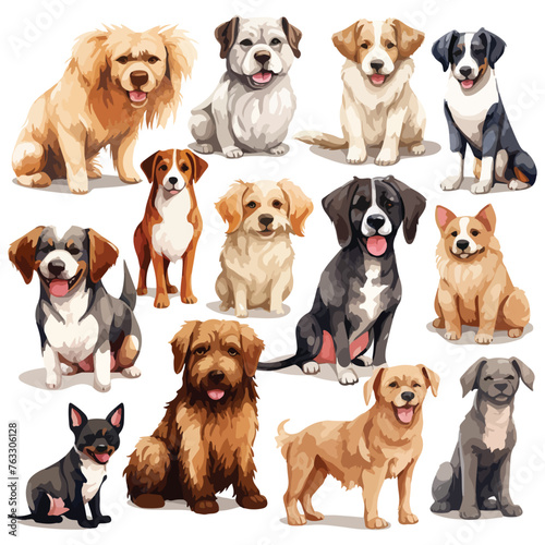 Assorted Dogs Clipart isolated on white background © Ideas