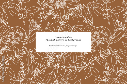 Vintage card with sandalwood flowers. Floral wreath. Flower frame for flower shop with label designs. Summer floral greeting card. Flowers background for cosmetics packaging