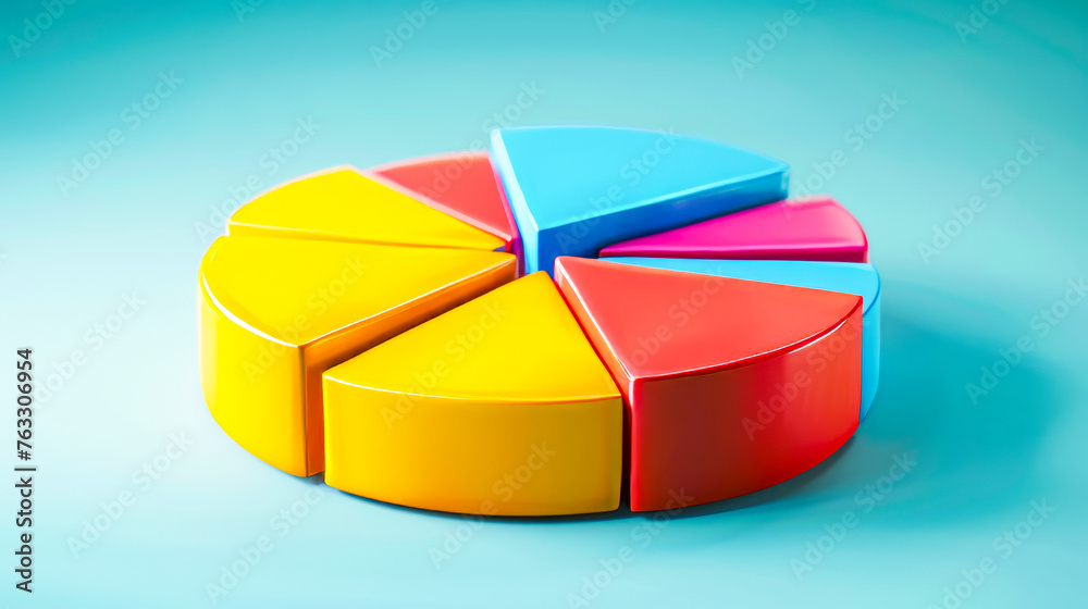 Obraz premium Colorful Pie Chart on Blue Background.
