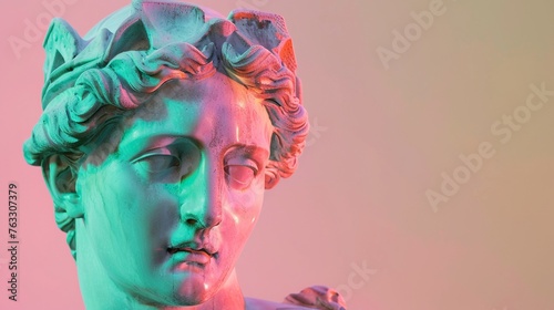 Statue Face with Pastel Color Transition
