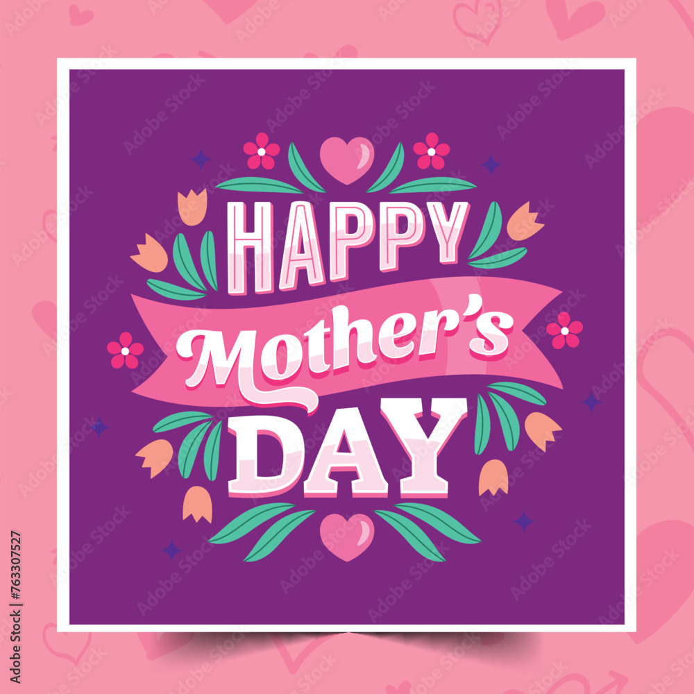 hand drawn mothers day lettering design vector illustration
