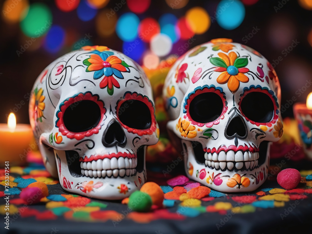 Photograph Of Sugar Skulls And Fiesta For Cinco De Mayo Photograph Of Sugar Skulls And Fiesta For Cinco De Mayo