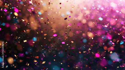 Blurry confetti on purple background