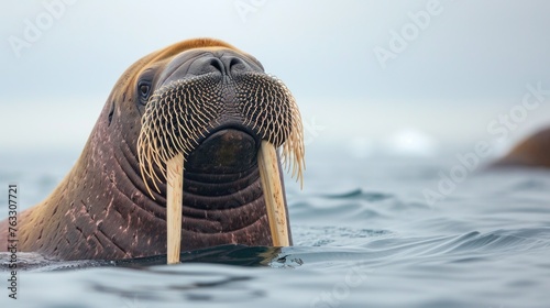 Portrait of walrus swimming in sea