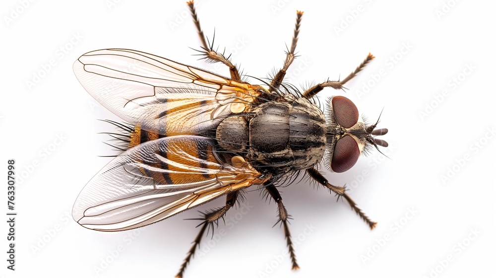 Fly Focus: High-Definition Insect Macro on White Fly Focus: High-Definition Insect Macro on White