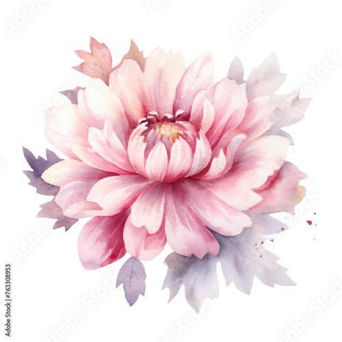 A delicate watercolor painting capturing the soft elegance of a blooming flower