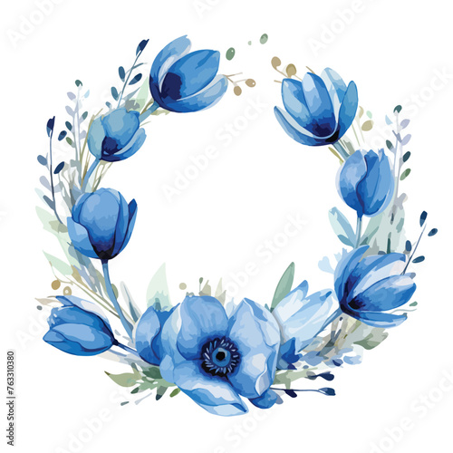 Blue Tulips Wreath Clipart 