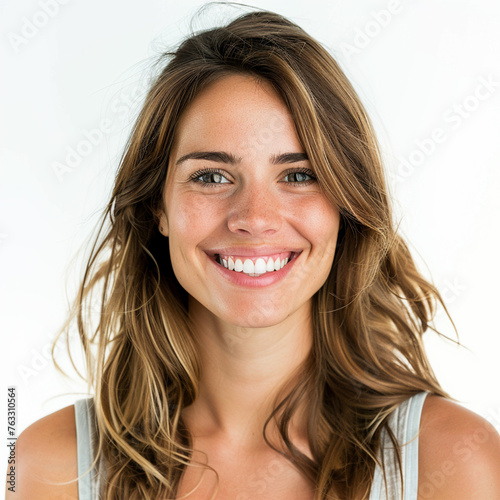 headshot photograph of a smiling woman with long, flowy hair. The background of the photo is white, and she is isolated in the shot.