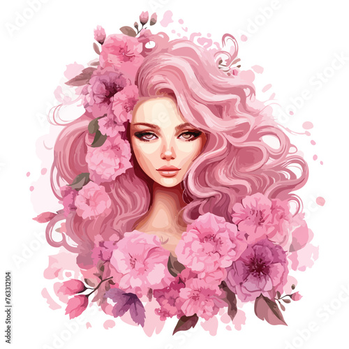 Pinky Floral Woman Clipart 