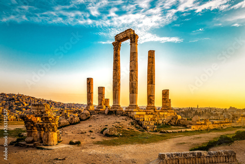 The ruins of citadel and Temple of Hercules. Amman. Jordan