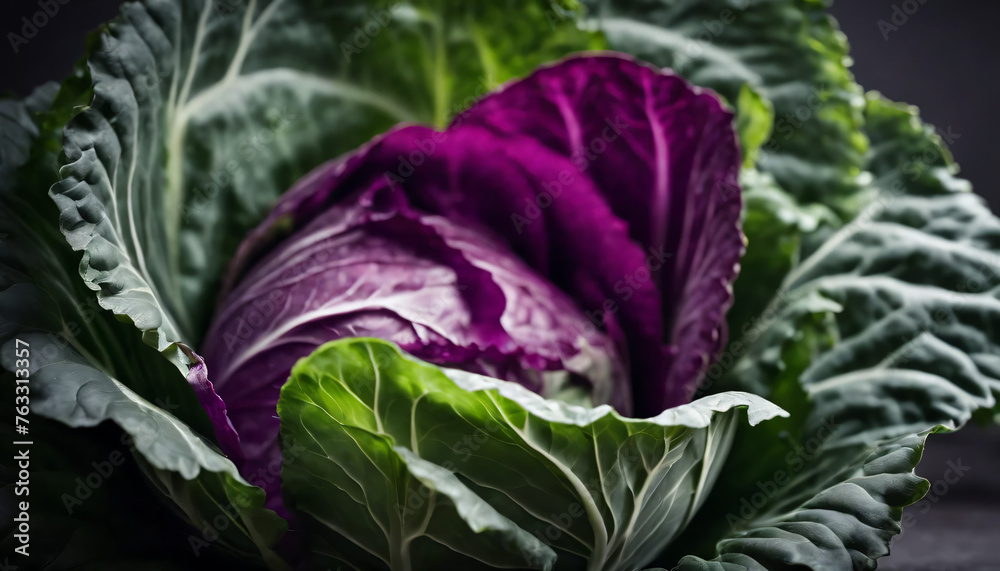 Obraz premium red cabbage on a bed of leaves