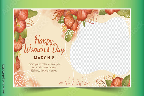 watercolor international women s day horizontal banner template design vector illustration
