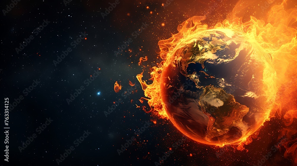 Burning Planet Earth represents climate change Burning Planet Earth represents climate change