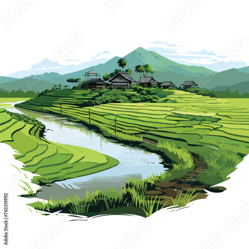 Rice Fields Clipart clipart isolated on white background © Ideas