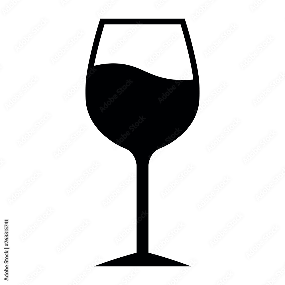 black vector wine glass icon on white background black vector wine glass icon on white background