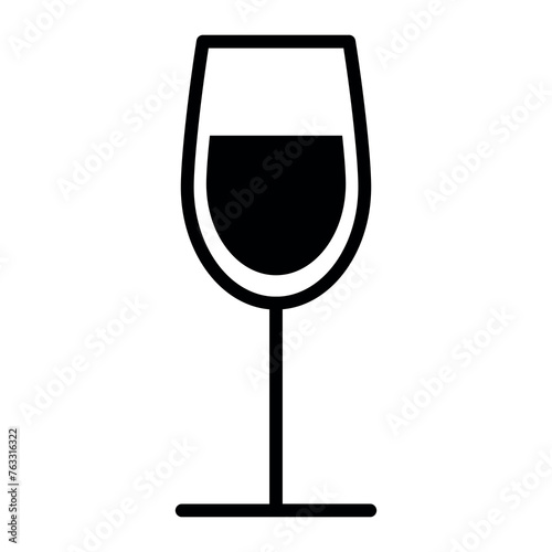 black vector wine glass icon on white background