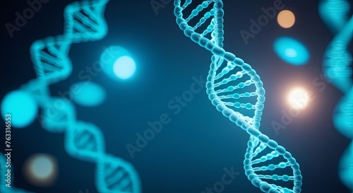 3d render of dna molecule scientific model medical genetic research under microscope horizontal banner