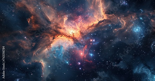 colourful nebula galaxy star universe abstract.