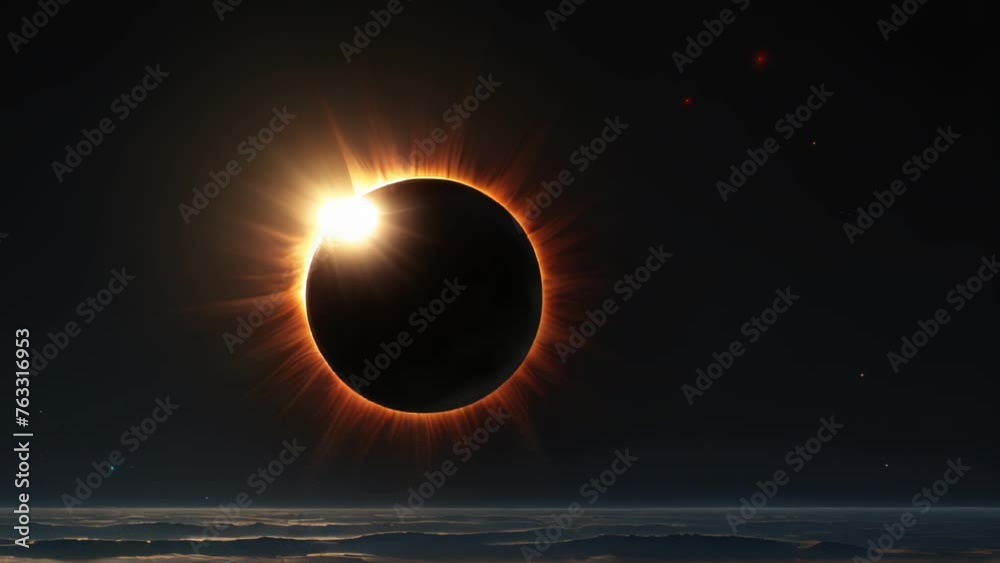 Landscape with a view of a solar eclipse
