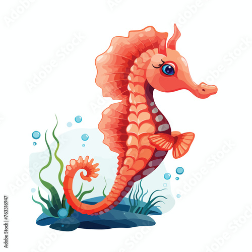 Sea Horse single clipart isolated on white background