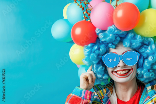Colorful funny humorous postcards banner for April Fools' Day, April 1, the day of jokes and laughter. With the inscription "April Fool's Day". Clown. Discount and sale