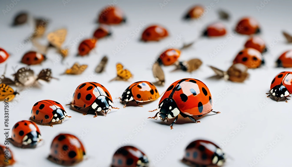 Ladybirds on white background. Close up. Ladybirds on white background. Close up.