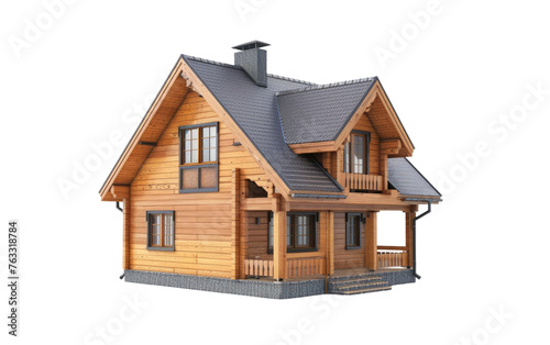 Embrace Modernity in a Wooden House with Asphalt Roofing, White Background, Generative AI. Transparent PNG © Usama
