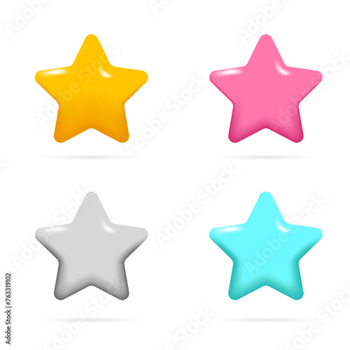 3d stars vector design with four color option. vector illustration