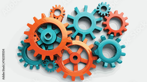 Stack of several gears on the bright flat background.