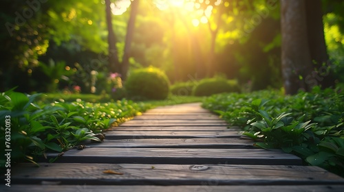 Landscape of timber pathway with the changing environment