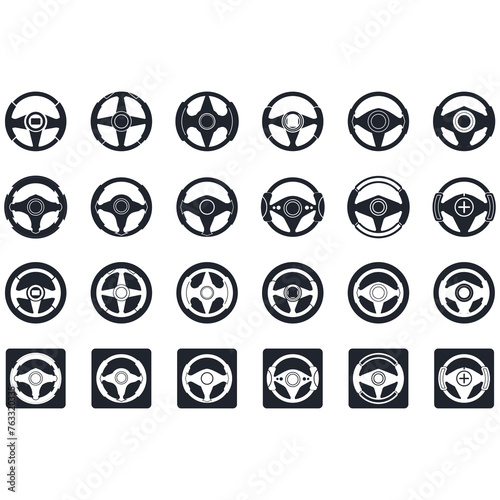  Steering wheel logo vector illustrations