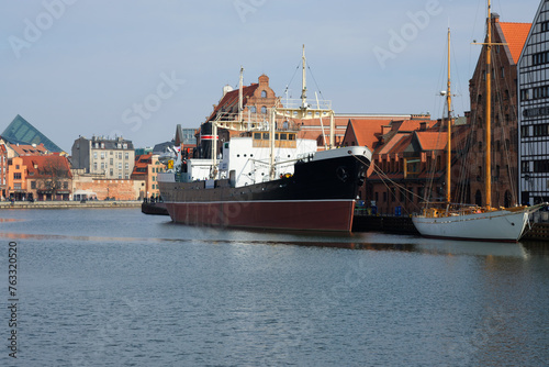 Gdansk, Poland view of the ship from the river