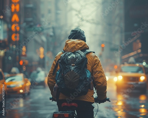Man in bike, an urban explorer weaving through the city