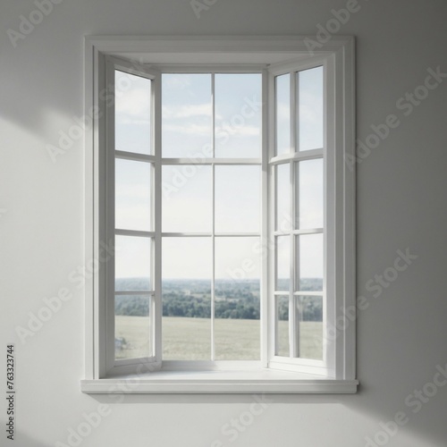 empty room with window. The scenery outside the window is colorless and pale.