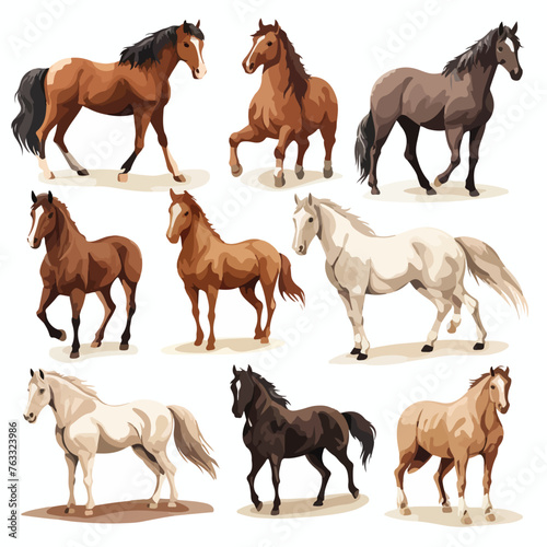 Various Horses Clipart isolated on white background