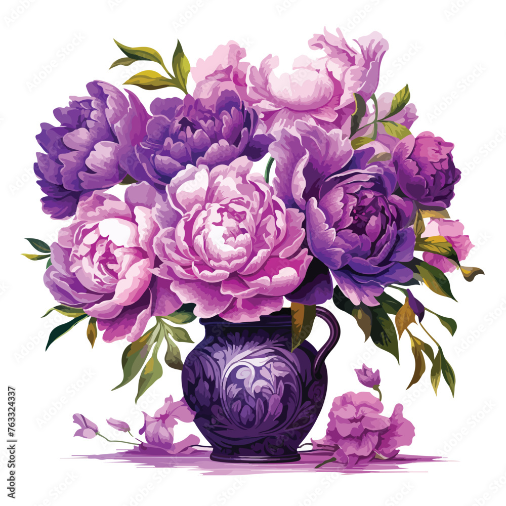 Vase Of Purple Peonis Clipart 