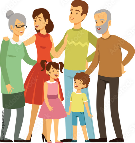 Happy family together. Various generation people bonding