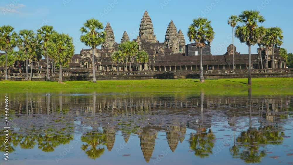 Ancient ruins Angkor Wat temple - famous Cambodian landmark. Siem Reap, Cambodia. Timelapse. Ancient ruins Angkor Wat temple - famous Cambodian landmark. Siem Reap, Cambodia. Timelapse.