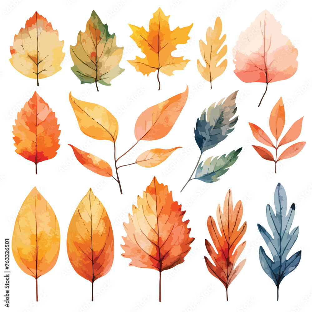 Watercolor Autumn Leaves Clipart 