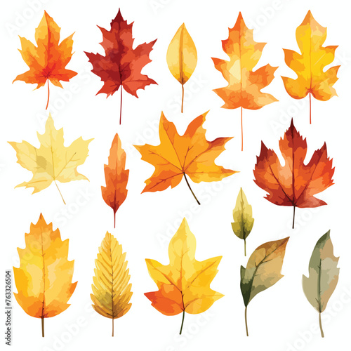 Watercolor Autumn Leaves Clipart 