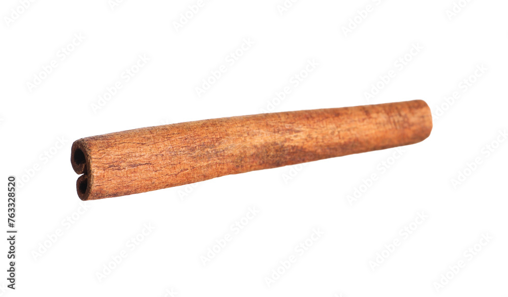 One aromatic cinnamon stick isolated on white One aromatic cinnamon stick isolated on white