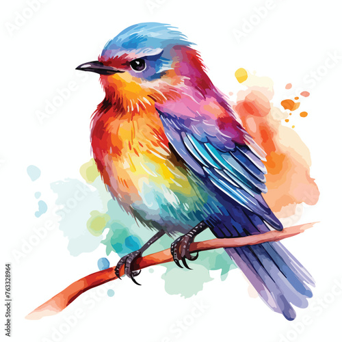 Watercolor Colorful Bird Clipart 