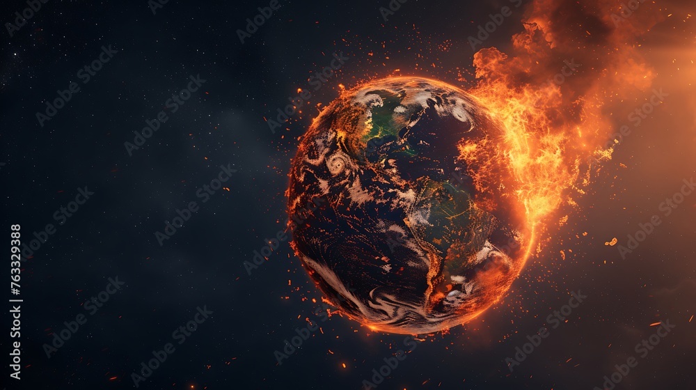 Burning Planet Earth represents climate change Burning Planet Earth represents climate change