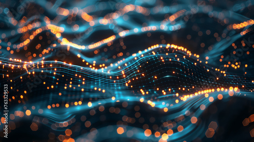 Digital Particles Waves Background