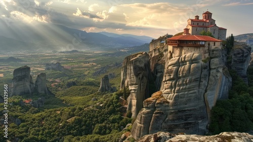 Beautiful landscape of monasteries  and rocks of Meteora , Greece photo