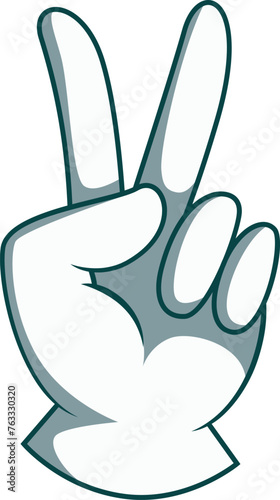 Victory gesture. White glove hand in retro comic style