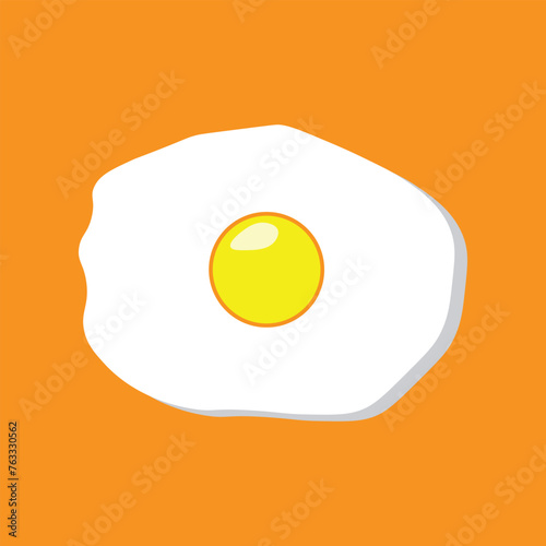 Fried egg omelette top view pan vector food illustration. Egg omelet albumen cartoon icon breakfast on Orange background. Vector illustration. Eps file 233.